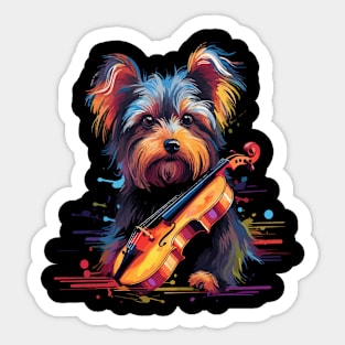 Yorkshire Terrier Playing Violin Sticker